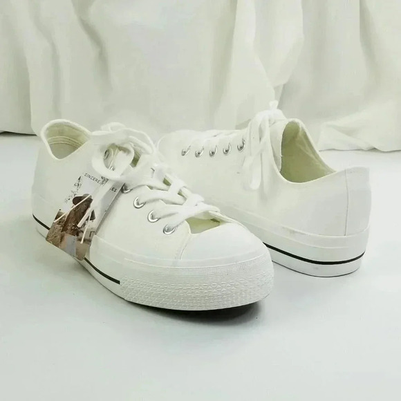 Sincerely Jules Size 10M Women's Vince White Lace Up Low Top Round Toe Sneakers - Picture 9 of 12